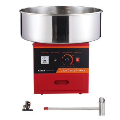 Electric Cotton Candy Machine, 1000W Candy Floss Maker, Commercial Cotton Candy Machine with Stainless Steel Bowl, Sugar Scoop, and Drawer, Perfect for Home Kids Birthday, Family Party, Red