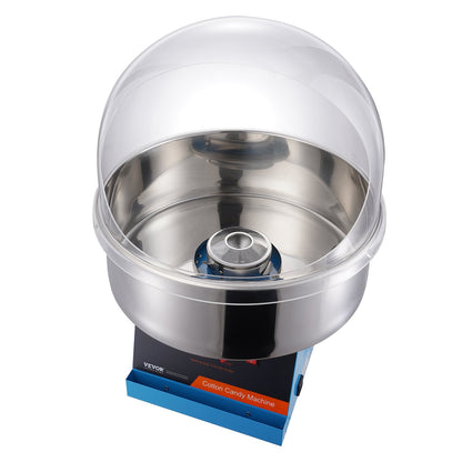 Electric Cotton Candy Maker, 1000W Candy Machine, Commercial Cotton Candy Maker with Lid, Stainless Steel Bowl and Sugar Scoop, Perfect for Home Kids Birthday, Family Party (Blue)