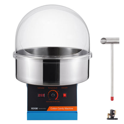 Electric Cotton Candy Maker, 1000W Candy Machine, Commercial Cotton Candy Maker with Lid, Stainless Steel Bowl and Sugar Scoop, Perfect for Home Kids Birthday, Family Party (Blue)