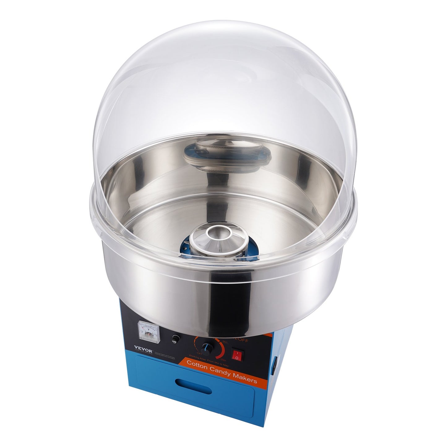 Electric Cotton Candy Maker, 1000W Candy Machine, Commercial Cotton Candy Maker with Lid, Stainless Steel Bowl, Sugar Scoop, Box, Perfect for Home Children's Birthday, Family Party, Blue