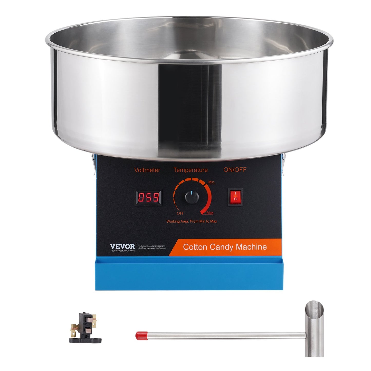 Elektrische Zuckerwattemaschine, 1000-W-Süßigkeitenmaschine, kommerzielle Zuckerwattemaschine mit Edelstahlschüssel und Zuckerschaufel, perfekt für den Kindergeburtstag zu Hause, Familienfeier (blau)