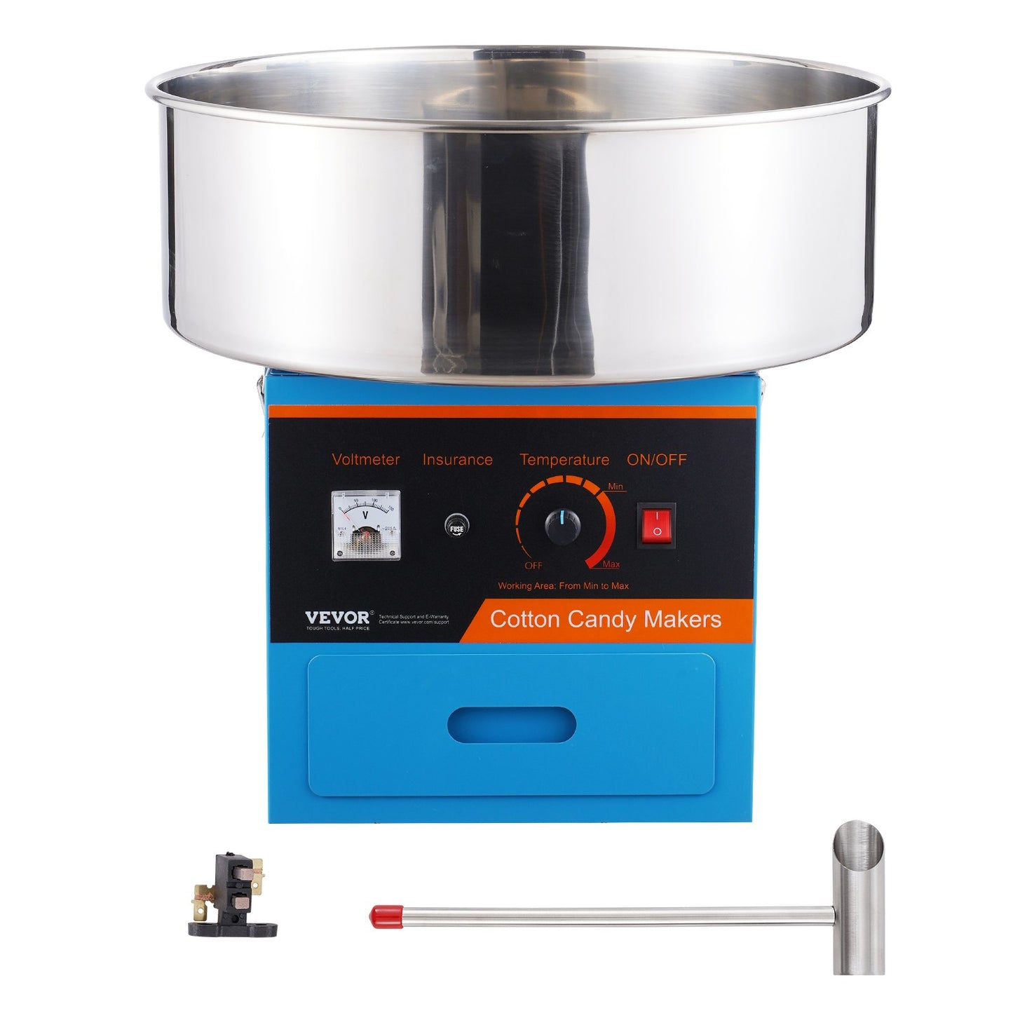 Electric Cotton Candy Machine, 1000W Candy Floss Maker, Commercial Cotton Candy Machine with Stainless Steel Bowl, Sugar Scoop, and Drawer, Perfect for Home Kids Birthday, Family Party, Blue