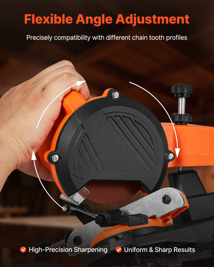 Electric Chainsaw Sharpener, 85W Bench Saw Chain Sharpener 5000RPM, Professional Chainsaw Sharpening Tool with 2 Grinding Wheels for Woodworking, Logging, Gardening