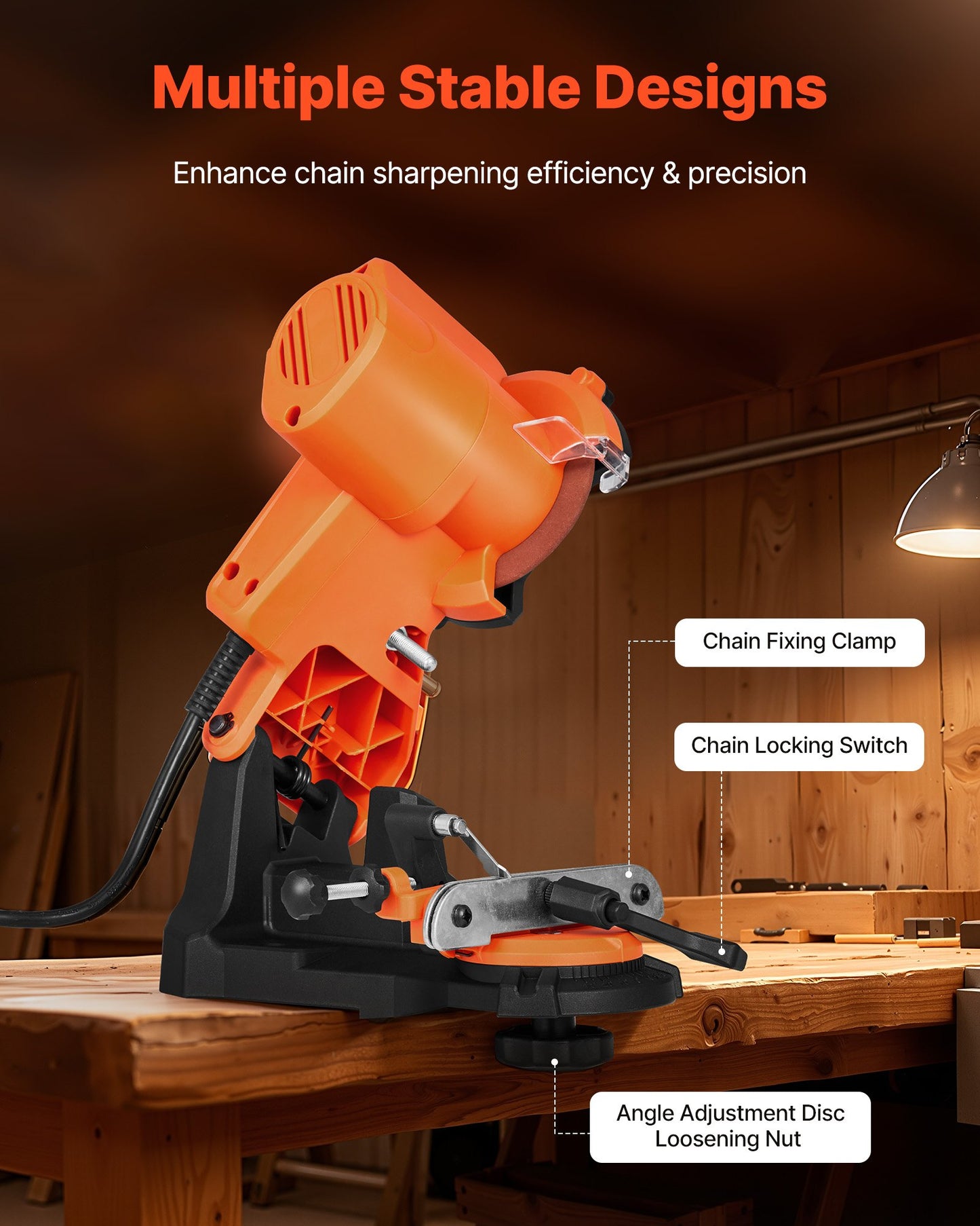 Electric Chainsaw Sharpener, 85W Bench Saw Chain Sharpener 5000RPM, Professional Chainsaw Sharpening Tool with 2 Grinding Wheels for Woodworking, Logging, Gardening