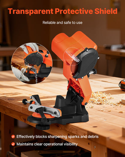 Electric Chainsaw Sharpener, 85W Bench Saw Chain Sharpener 5000RPM, Professional Chainsaw Sharpening Tool with 2 Grinding Wheels for Woodworking, Logging, Gardening