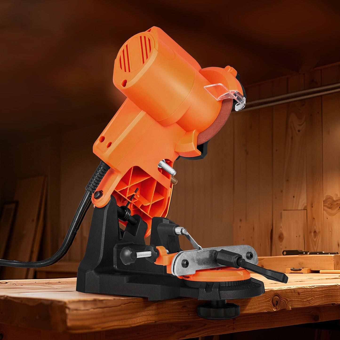 Electric Chainsaw Sharpener, 85W Bench Saw Chain Sharpener 5000RPM, Professional Chainsaw Sharpening Tool with 2 Grinding Wheels for Woodworking, Logging, Gardening