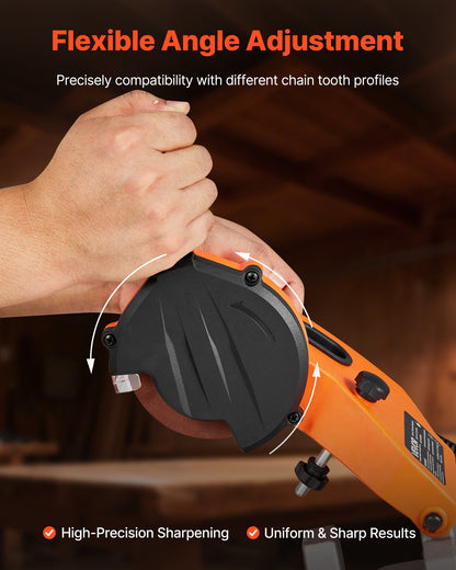 Electric Chainsaw Sharpener, 85W Bench Saw Chain Sharpener 5000RPM, Professional Chainsaw Sharpening Tool with 2 Grinding Wheels & LED Light for Woodworking, Logging, Gardening