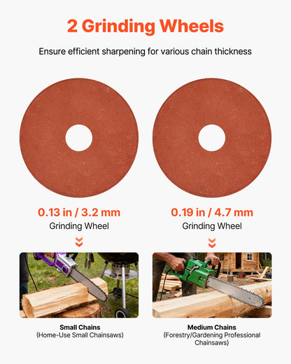 Electric Chainsaw Sharpener, 85W Bench Saw Chain Sharpener 5000RPM, Professional Chainsaw Sharpening Tool with 2 Grinding Wheels & LED Light for Woodworking, Logging, Gardening