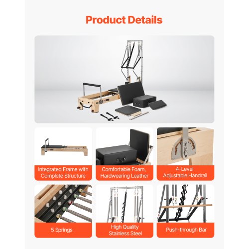 Pilates Reformer Trä Pilatesmaskin Hemmagym Träningsutrustning |  EU