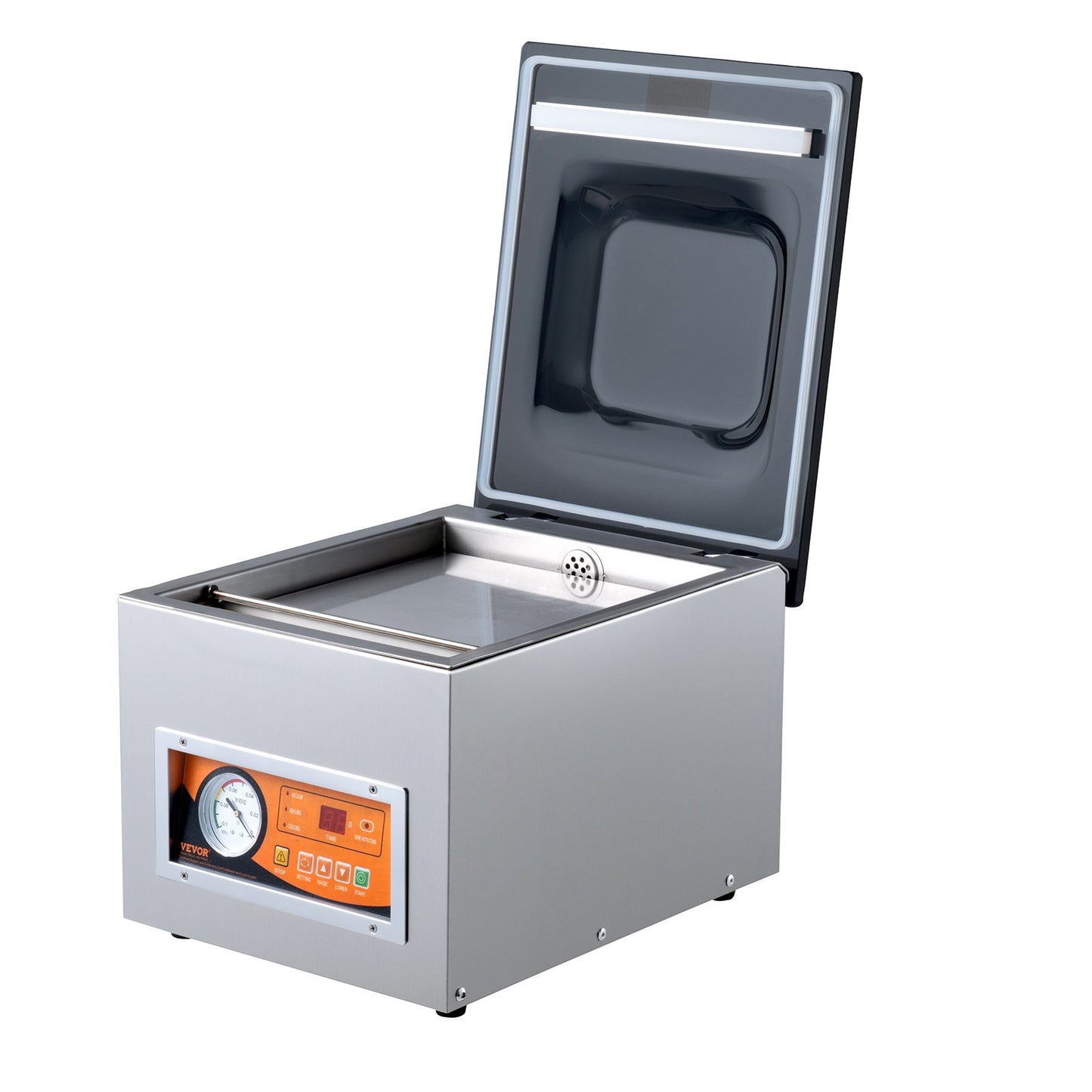 Chamber Vacuum Sealer, 260W sealing power, vacuum packaging machine for wet food, meat, marinades and more, compact size with 10.2" sealing length, applied in home kitchen and commercial use