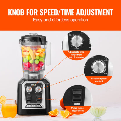 Professional Blender Commercial Countertop Blenders 68 oz Smoothies Shakes
