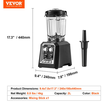 Professional Blender Commercial Countertop Blenders 68 oz Smoothies Shakes
