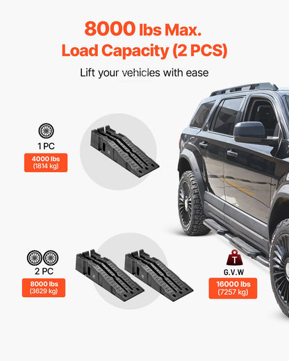 Car Ramps, 2 PCS 16000 lbs GVW Capacity, 6.7 in Lift Height, Portable High Profile Car Service Ramps for Home Garage Maintenance and Oil Changes, Heavy Duty for Truck SUV Vehicle Repair, Black