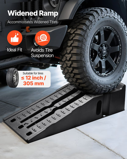 Car Ramps, 2 PCS 16000 lbs GVW Capacity, 6.7 in Lift Height, Portable High Profile Car Service Ramps for Home Garage Maintenance and Oil Changes, Heavy Duty for Truck SUV Vehicle Repair, Black