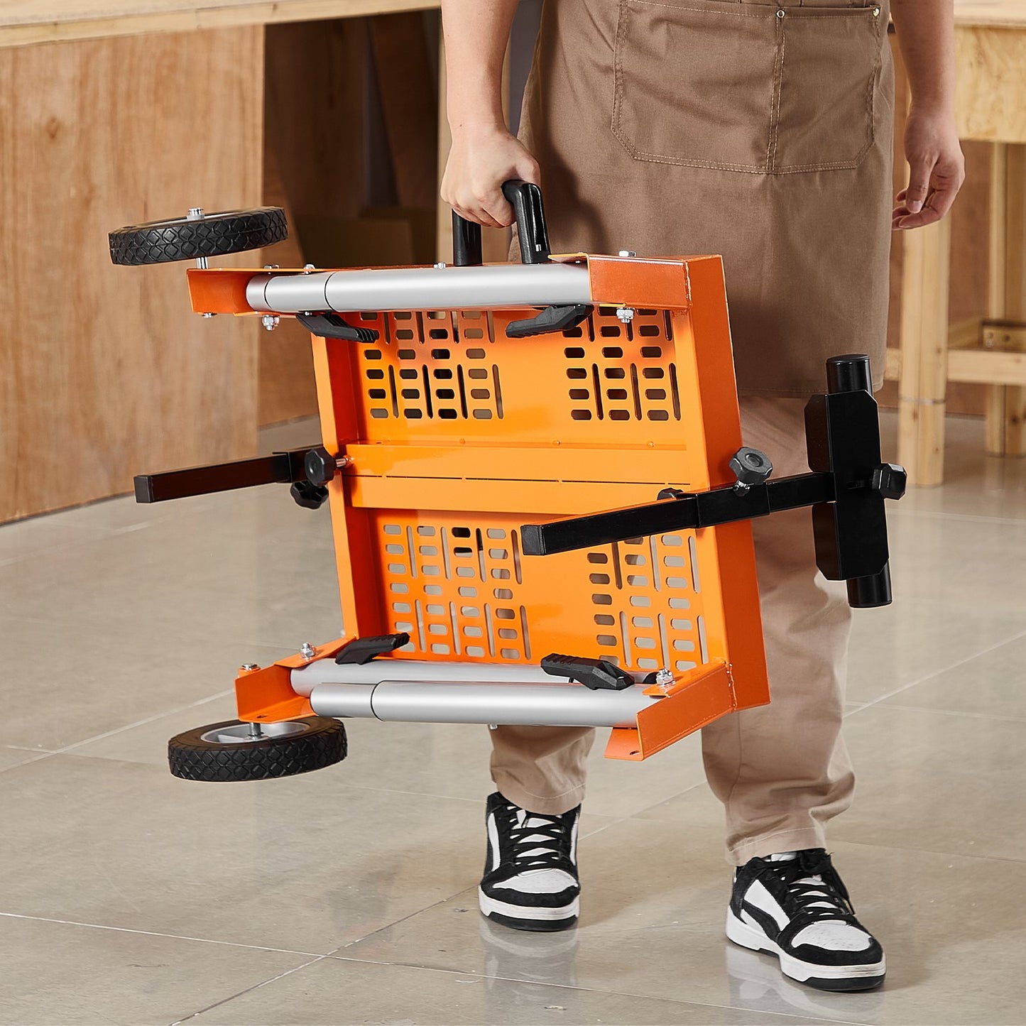 Miter Saw Stand with Tabletop and Wheels, 330lbs Load Capacity Steel Collapsible Rolling Stand for Miter Saw, Adjustable Height and Length, Portable Compact and Folding Miter Saw Stand