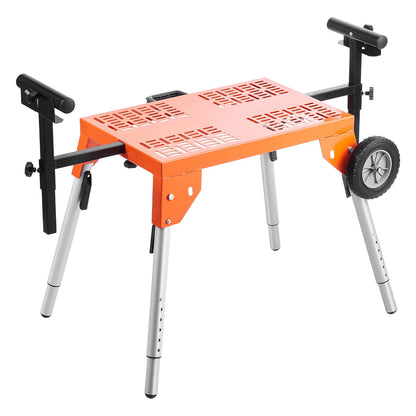 Miter saw stand with table top and wheels 330lbs load capacity adjustable