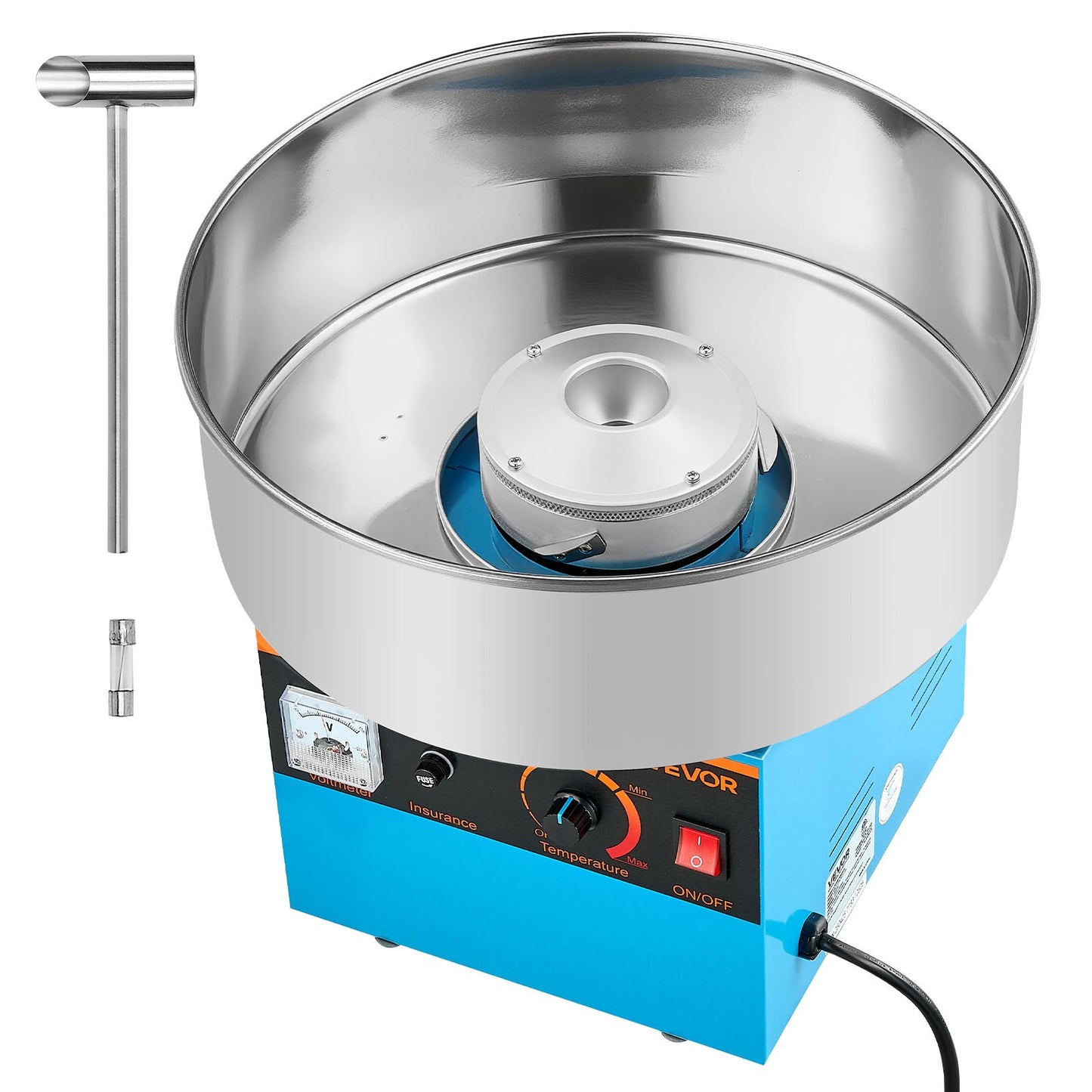 Cotton Candy Machine Commercial, 1000W Electric Candy Floss Maker, Easy Use with 15 inch Stainless Steel Bowl and Sugar Scoop, Makes Hard Candy for Home Kids Birthday, Family Party, Blue