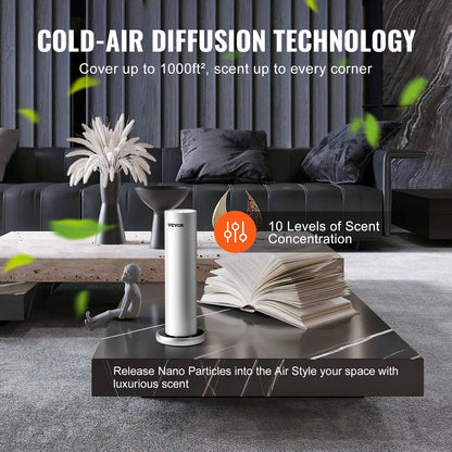 Scent Air Machine for Home, 120ml Bluetooth Smart Cold Air Diffuser, 1000sq.ft Waterless Essential Oil Scent Air Diffuser, Floor Standing Aromatherapy Machine for Spa, Yoga, Home, Office, Hotel