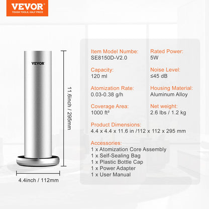 Scent Air Machine for Home, 120ml Bluetooth Smart Cold Air Diffuser, 1000sq.ft Waterless Essential Oil Scent Air Diffuser, Floor Standing Aromatherapy Machine for Spa, Yoga, Home, Office, Hotel
