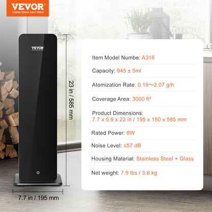 Scent Air Machine for Home, 950ml Bluetooth Smart Cold Air Diffuser, 3000sq.ft Waterless Essential Oil Scent Air Diffuser, Floor Standing Aromatherapy Machine for Large Room, Office, Hotel