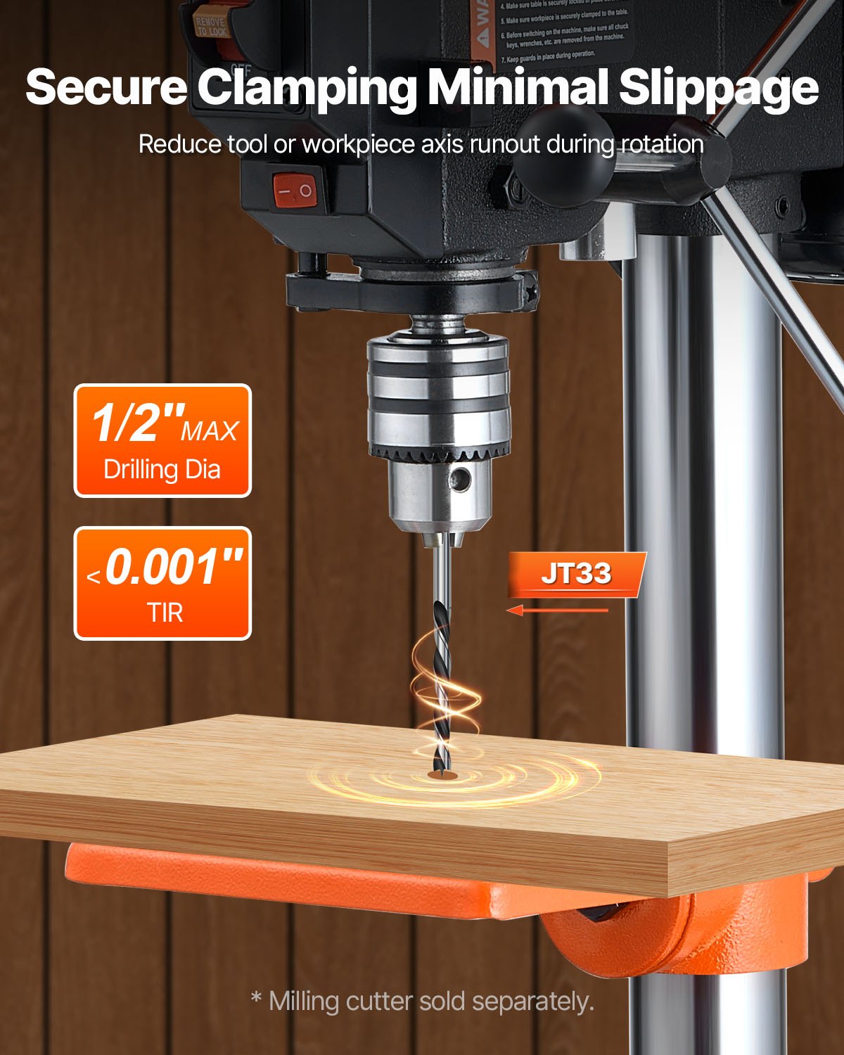 8 in Benchtop Drill Press, 2.5A Induction Motor, Tabletop Drilling Machine with 620 / 1140 / 1740 / 2340 / 3100 RPM Adjustable Speed, 0-45° Tilting Worktable, LED Work Light, for Wood Metal