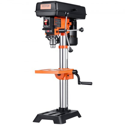 Benchtop Drill Press, 3.2 Amp, 5-Speed Adjustable Drill Press with 650/1050/1800/2350/3100 RPM, 10-inch Swing, Cast Iron Frame, 0-45° Tiltling Worktable, Work Light, for Drilling Wood & Metal