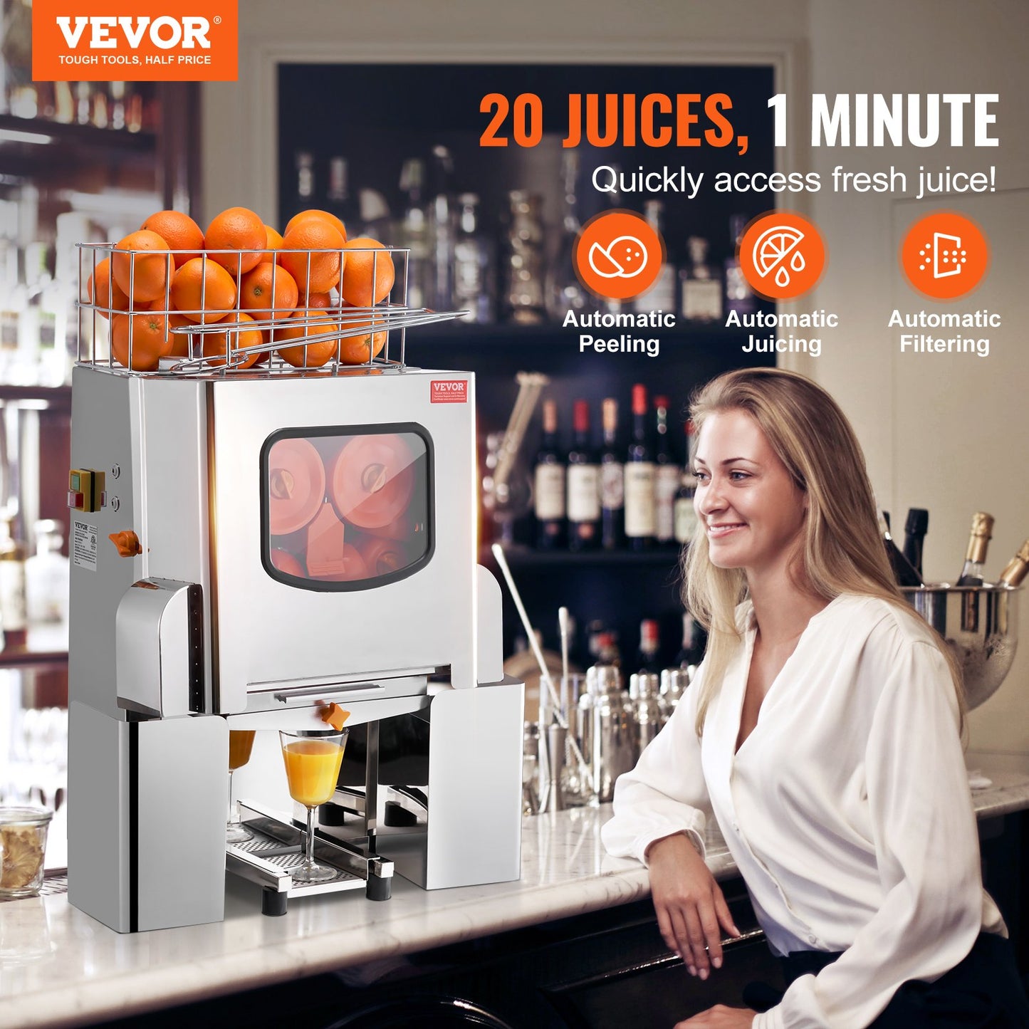 Commercial Orange Juicer Machine 120W Stainless Steel Press Extractor