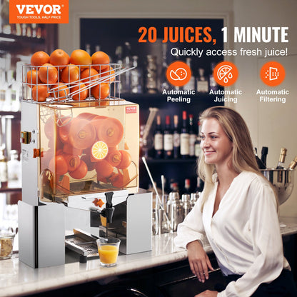 Commercial Orange Juicer Machine 120W Juice Squeezer Extractor Water Faucet