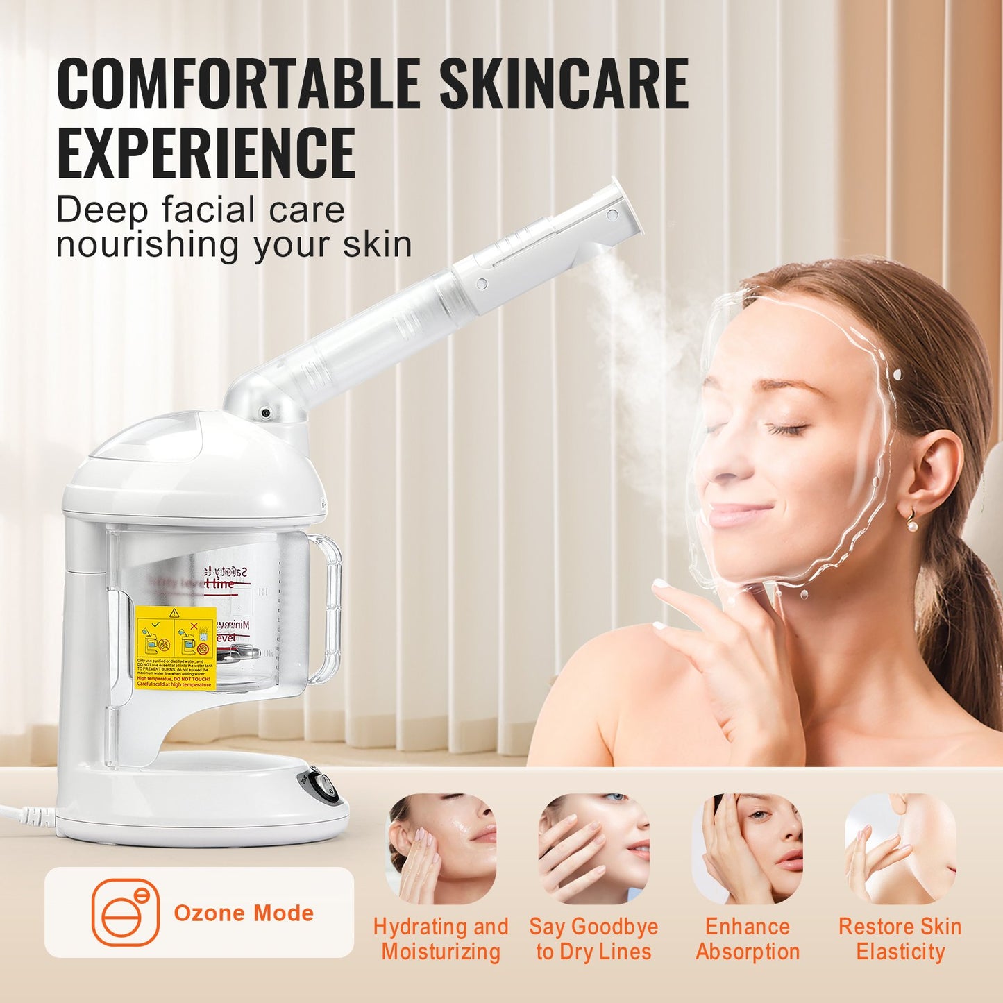 Hair Steamer, 2-in-1 Professional Hair & Facial Steamer with Detachable Bonnet Hood, Nano Ionic & UV Ozone Face Steamer with 360° Rotatable Sprayer for Salon Spa Home Beauty