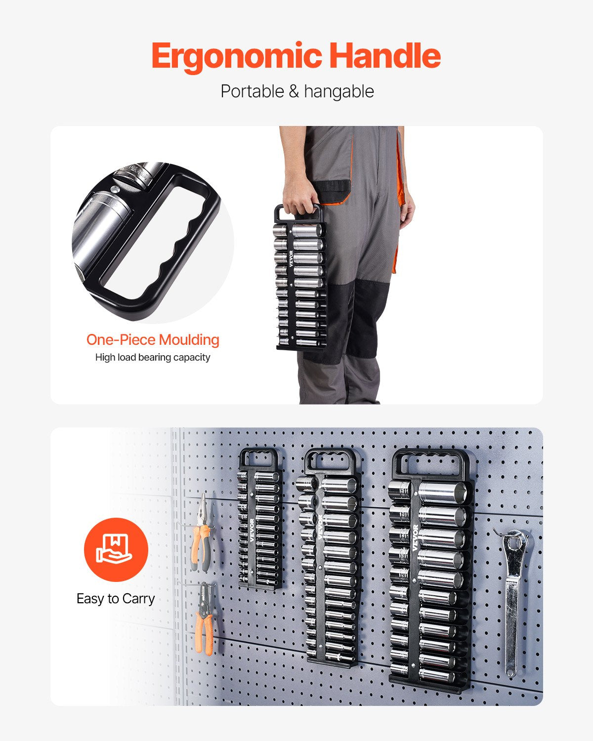 Tragbares Steckschlüssel-Organizer-Set, 3-teilig, 76-Clip-Magnetsteckschlüssel-Ablage, metrisch/SAE