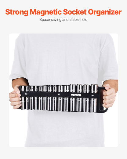 Tragbares Steckschlüssel-Organizer-Set, 3-teilig, 76-Clip-Magnetsteckschlüssel-Ablage, metrisch/SAE