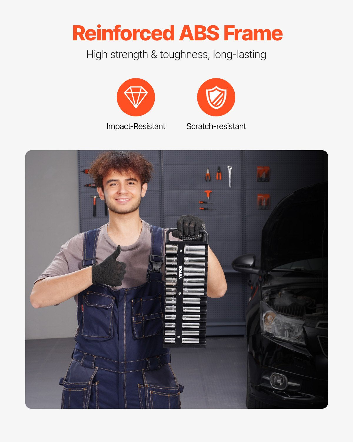 Tragbares Steckschlüssel-Organizer-Set, 3-teilig, 76-Clip-Magnetsteckschlüssel-Ablage, metrisch/SAE