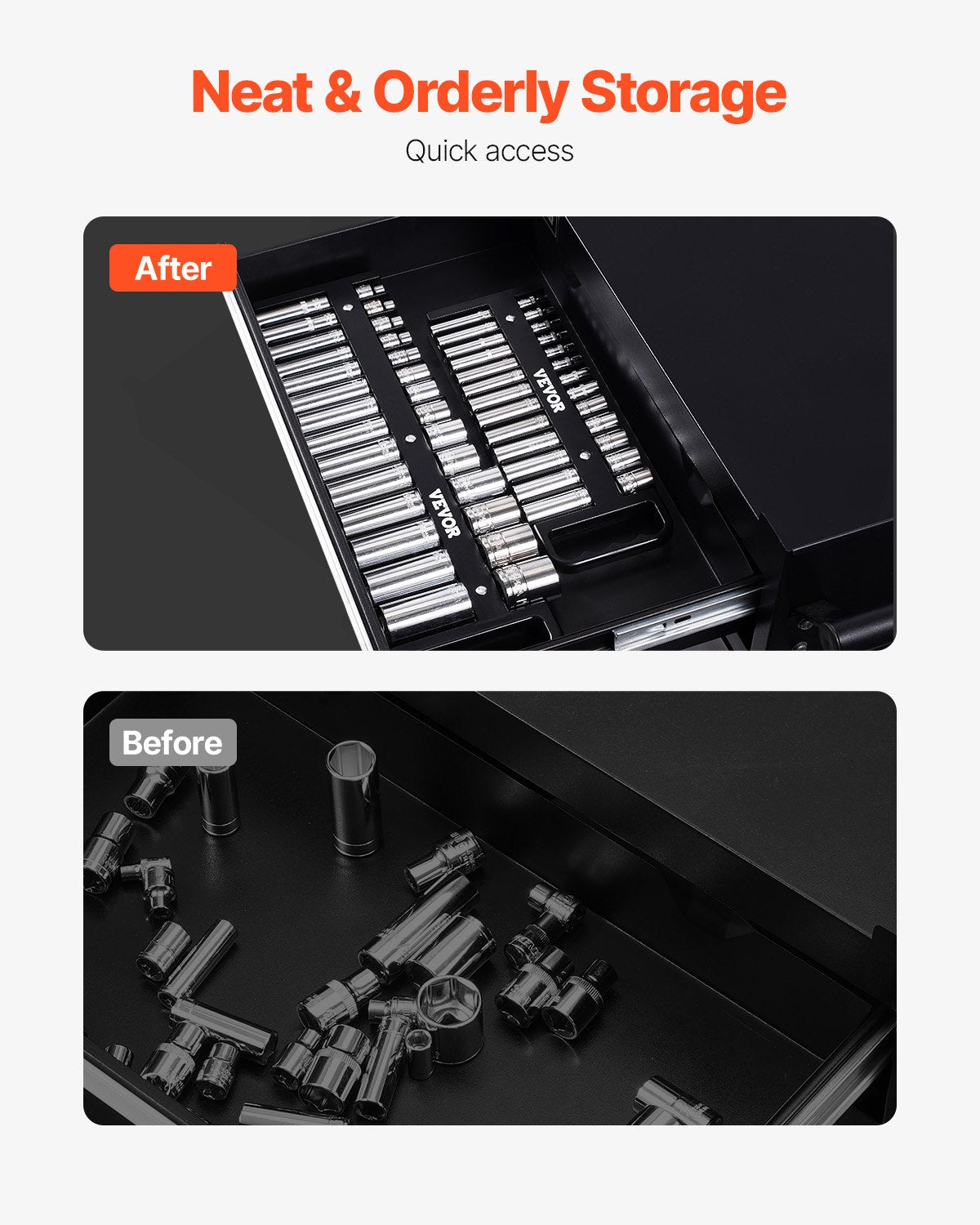 Tragbares Steckschlüssel-Organizer-Set, 3-teilig, 76-Clip-Magnetsteckschlüssel-Ablage, metrisch/SAE