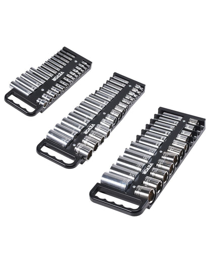 Tragbares Steckschlüssel-Organizer-Set, 3-teilig, 76-Clip-Magnetsteckschlüssel-Ablage, metrisch/SAE
