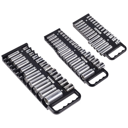 Tragbares Steckschlüssel-Organizer-Set, 3-teilig, 76-Clip-Magnetsteckschlüssel-Ablage, metrisch/SAE