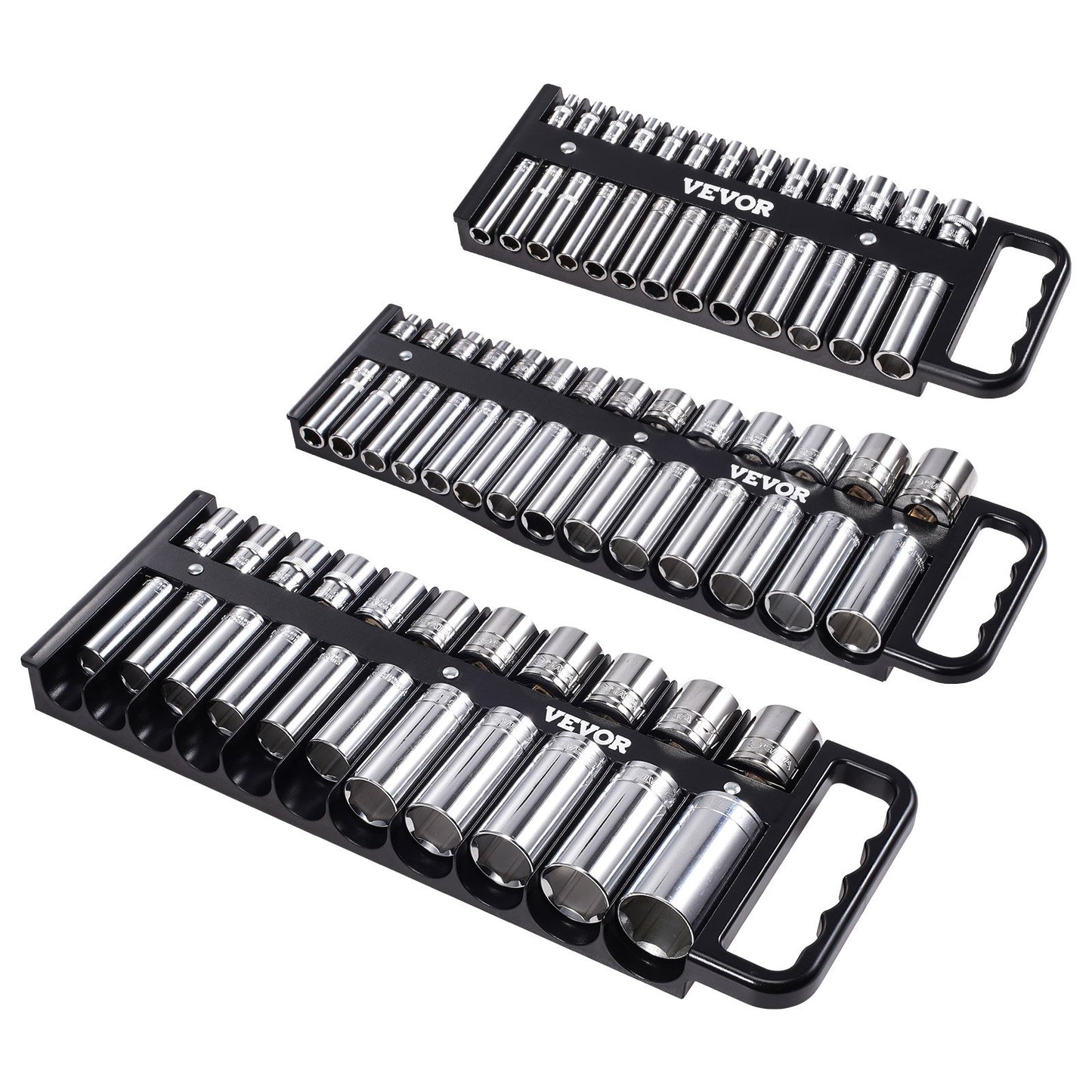 Tragbares Steckschlüssel-Organizer-Set, 3-teilig, 76-Clip-Magnetsteckschlüssel-Ablage, metrisch/SAE
