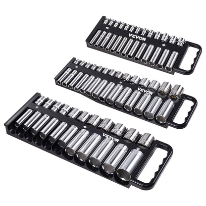 Tragbares Steckschlüssel-Organizer-Set, 3-teilig, 76-Clip-Magnetsteckschlüssel-Ablage, metrisch/SAE