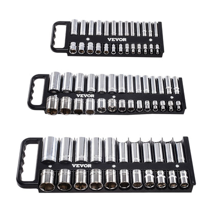 Tragbares Steckschlüssel-Organizer-Set, 3-teilig, 76-Clip-Magnetsteckschlüssel-Ablage, metrisch/SAE
