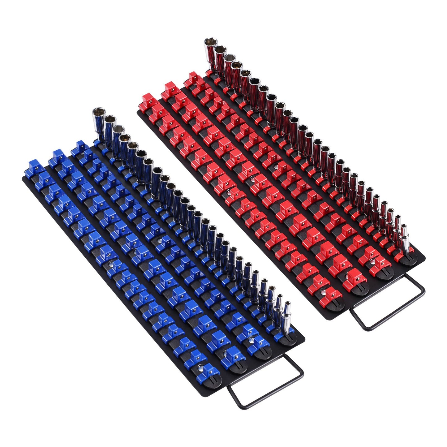 Tragbares Steckschlüssel-Organizer-Set, 2-teilig, 160 Clips, Steckschlüsselablage aus Stahl, metrisch/SAE