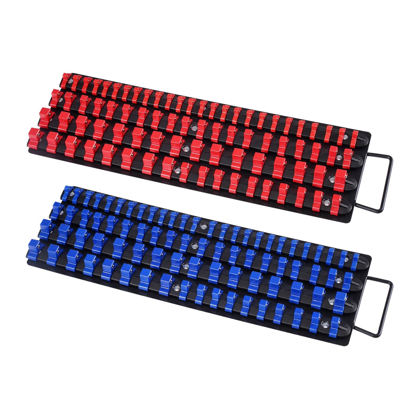 Tragbares Steckschlüssel-Organizer-Set, 2-teilig, 160 Clips, Steckschlüsselablage aus Stahl, metrisch/SAE