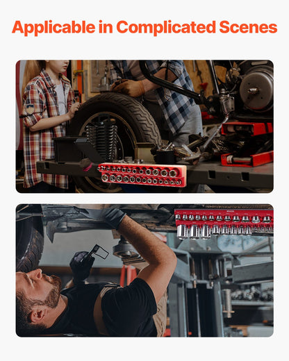 Magnetischer Steckschlüssel-Organizer-Satz, 3-teilig, magnetische Steckschlüssel-Unterlegscheiben, rot, für SAE