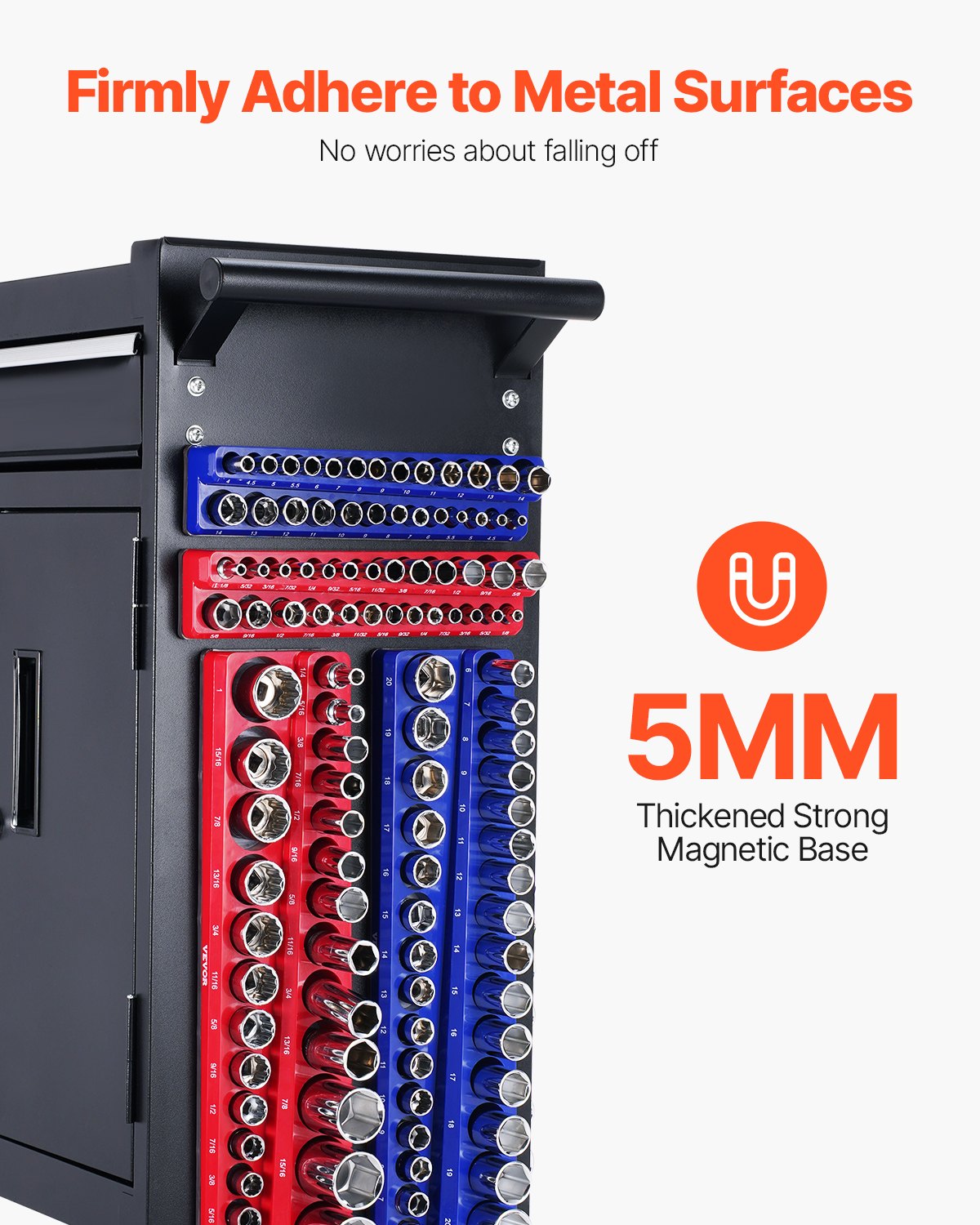 Magnetischer Steckschlüssel-Organizer-Satz, 4-teilig, Steckschlüssel-Unterlegscheiben, blau und rot, für metrische SAE-Schrauben