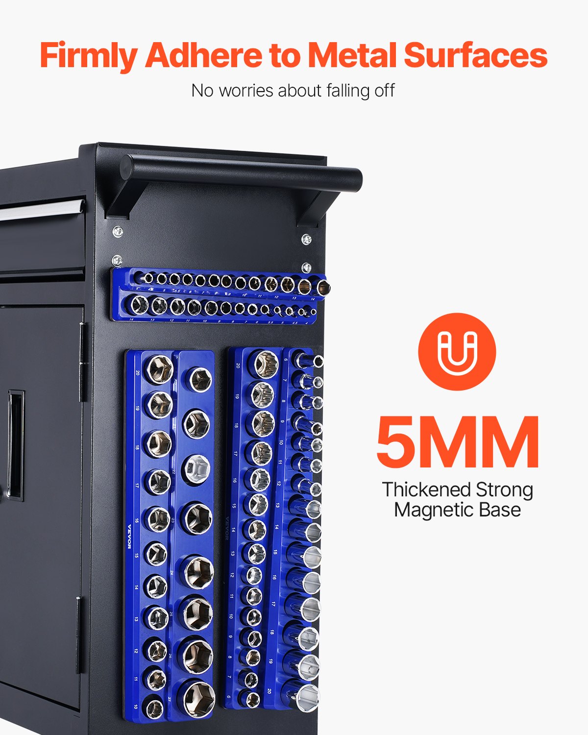 Magnetischer Steckschlüssel-Organizer-Satz, 6-teilig, Steckschlüssel-Unterlegscheiben, blau und rot, für metrische SAE-Schrauben