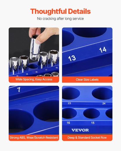 Magnetischer Steckschlüssel-Organizer-Satz, 6-teilig, Steckschlüssel-Unterlegscheiben, blau und rot, für metrische SAE-Schrauben