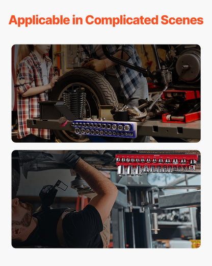 Magnetischer Steckschlüssel-Organizer-Satz, 6-teilig, Steckschlüssel-Unterlegscheiben, blau und rot, für metrische SAE-Schrauben