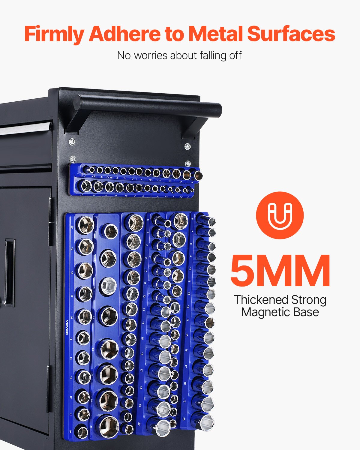 Magnetischer Steckschlüssel-Organizer-Satz, 8-teilig, Steckschlüssel-Unterlegscheiben, blau und rot, für metrische SAE-Schrauben