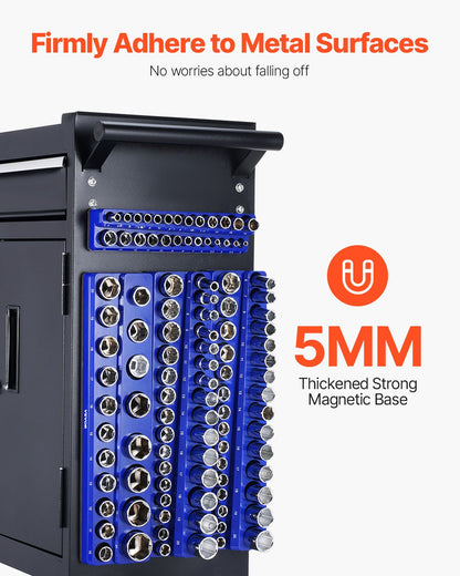 Magnetischer Steckschlüssel-Organizer-Satz, 8-teilig, Steckschlüssel-Unterlegscheiben, blau und rot, für metrische SAE-Schrauben