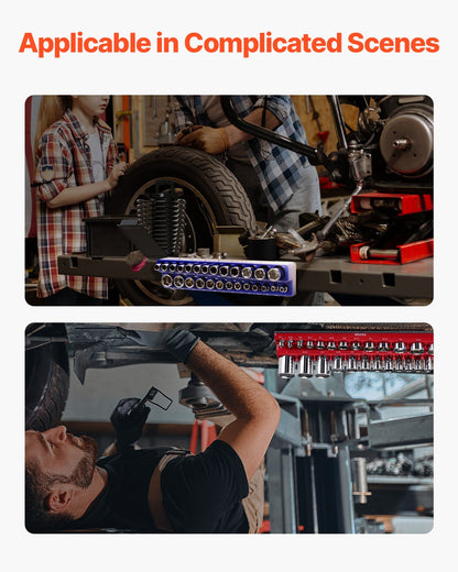 Magnetischer Steckschlüssel-Organizer-Satz, 8-teilig, Steckschlüssel-Unterlegscheiben, blau und rot, für metrische SAE-Schrauben