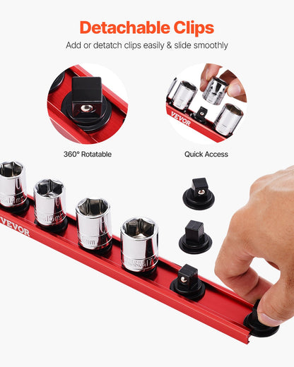 Socket Organizer Rail Set 3ST Aluminium Socket Organizers med 40 clips