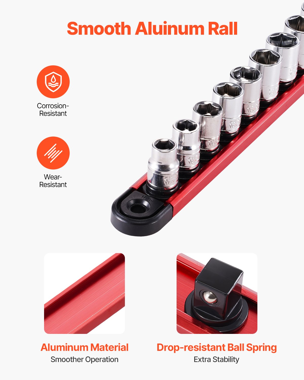 Socket Organizer Rail Set 3ST Aluminium Socket Organizers med 40 clips